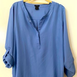 Ann Taylor tunic-style, half-button blouse.